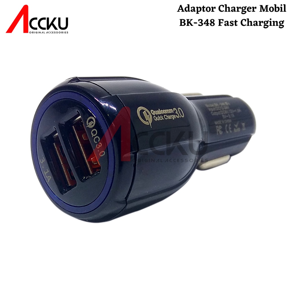 Adaptor Charger Mobil 5v 3.6a Quick Charge Dengan Dua Port Usb BK-348 Charger Mobil