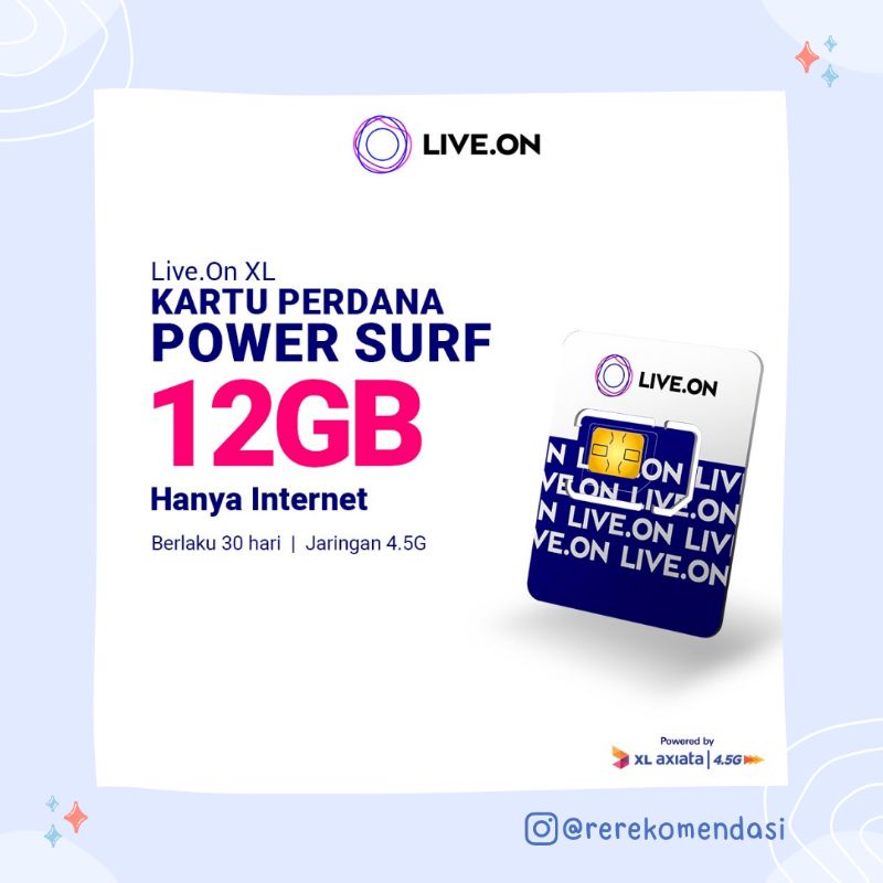 Kartu Perdana LiveOn XL Power Surf 12GB - #rerekomendasi