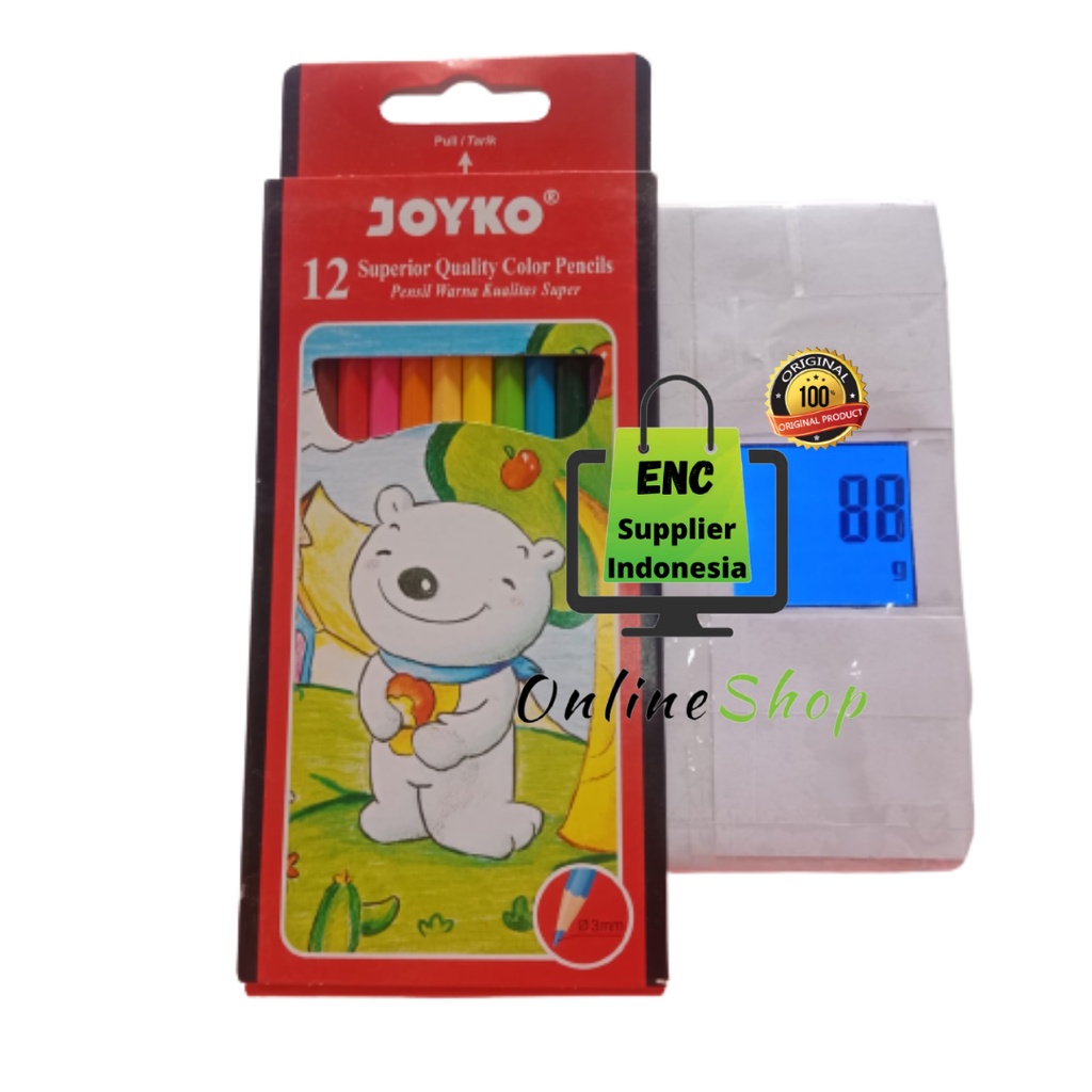 

joyko 12 w pensil warna 12 warna panjang cp-12pb pencil 12w cp12pb cp 12 pb per set - enc.sup