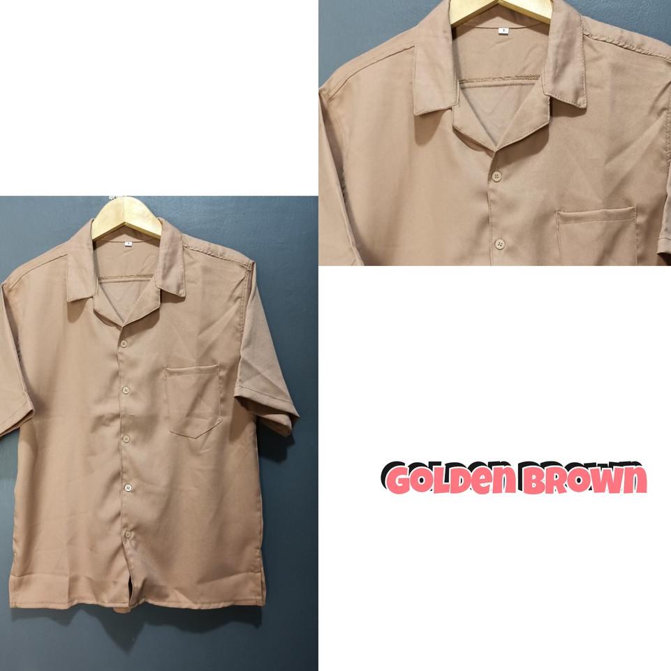 Hot Sell.. Kemeja Oversize Earth Tone / Kmeja Pria Santai Polos Lengan Pendek