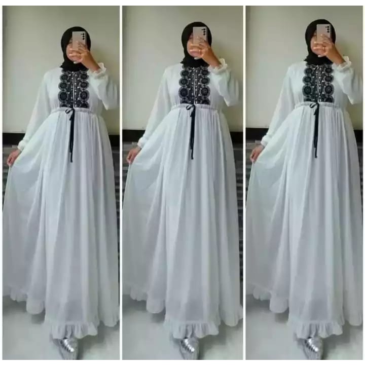 serena maxi ceruty bebydoll / gamis syarii  ceruty renda impor /gamis ceruty terbaru