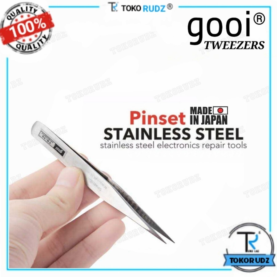 Pinset Lurus Bengkok Lancip Anti Karat Tweezer Stainless Steel GOOI