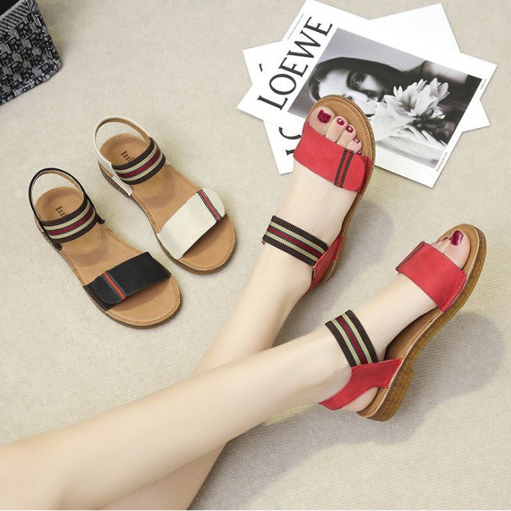 TBIG [COD] Sandal Tali Wanita Import FLATLIST Korea Style Santai Wanita Remaja Wedges