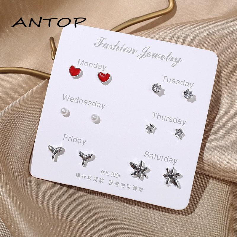 Set Anting Tusuk Silver 925 Desain Simple Hias Mutiara Untuk Wanita