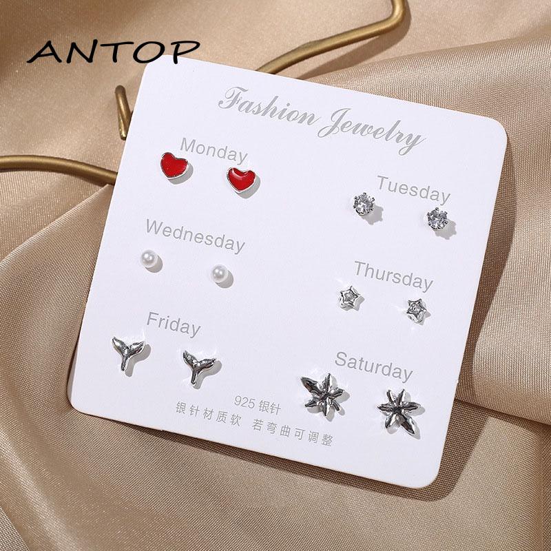 Set Anting Tusuk Silver 925 Desain Simple Hias Mutiara Untuk Wanita