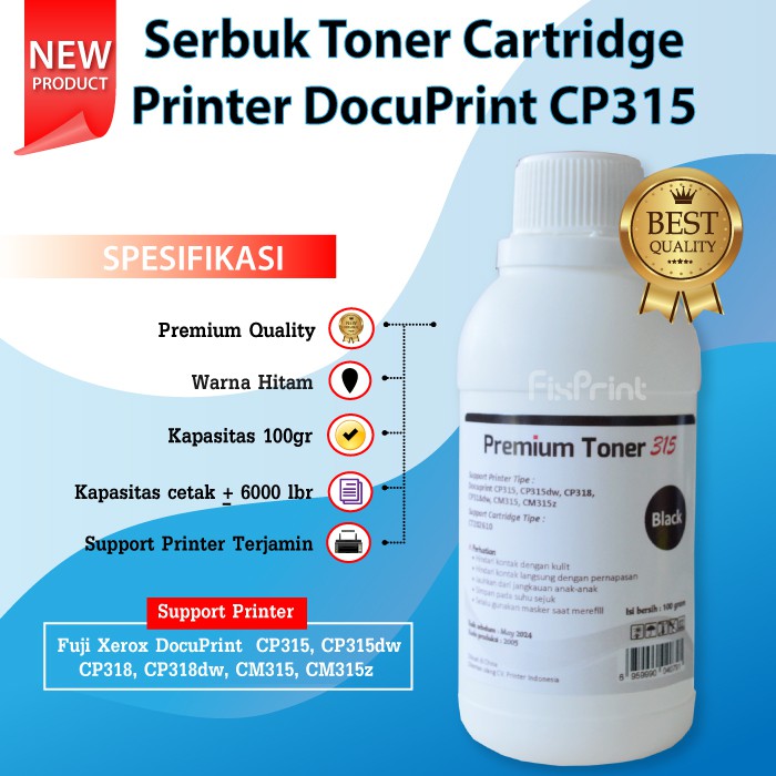 Serbuk Toner Compatible Cartridge Xerox CP315 CP315dw Bubuk Refill Printer CM315 CM315z CP318dw