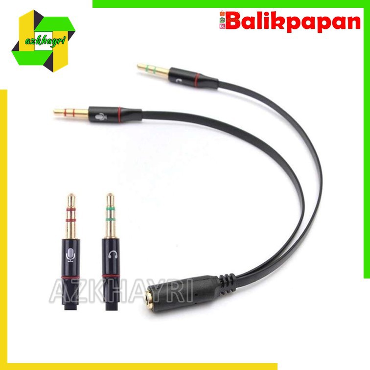 Splitter Audio Jack 3.5mm Female ke Dual 3.5mm Male HiFi (Mic + Hear) Aux