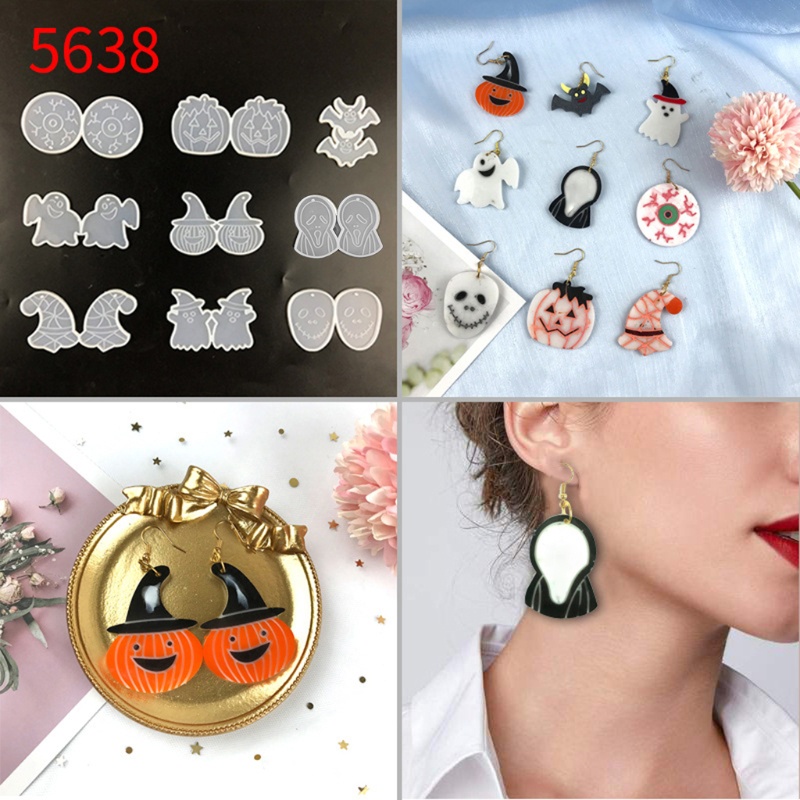 Zzz Cetakan Resin Epoksi Kombinasi Tema Halloween Untuk Gantungan Kunci / Anting DIY