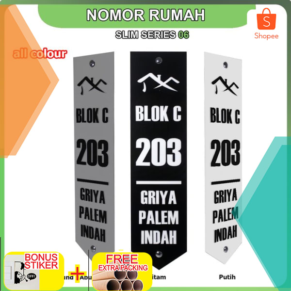 

Nomor Rumah Akrilik Slim Series 06 Elegan