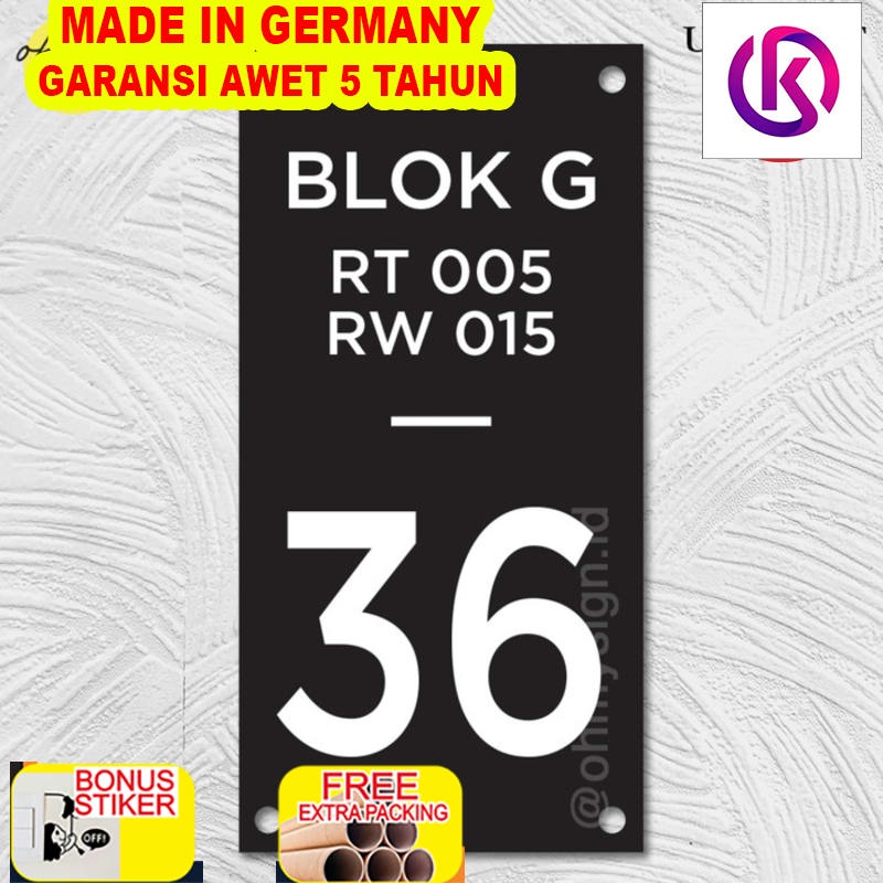 

Terlaris Custom Nomor Rumah Acrylic 15x30 UV Print | Plat Nomor Rumah Modern