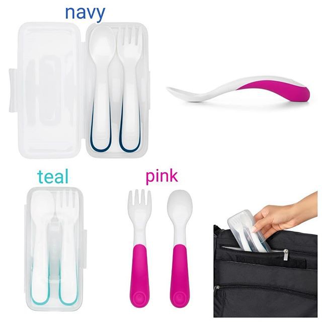 OXO TOT ON THE GO PLASTIC FORK &amp; SPOON SET WITH TRAVEL CASE