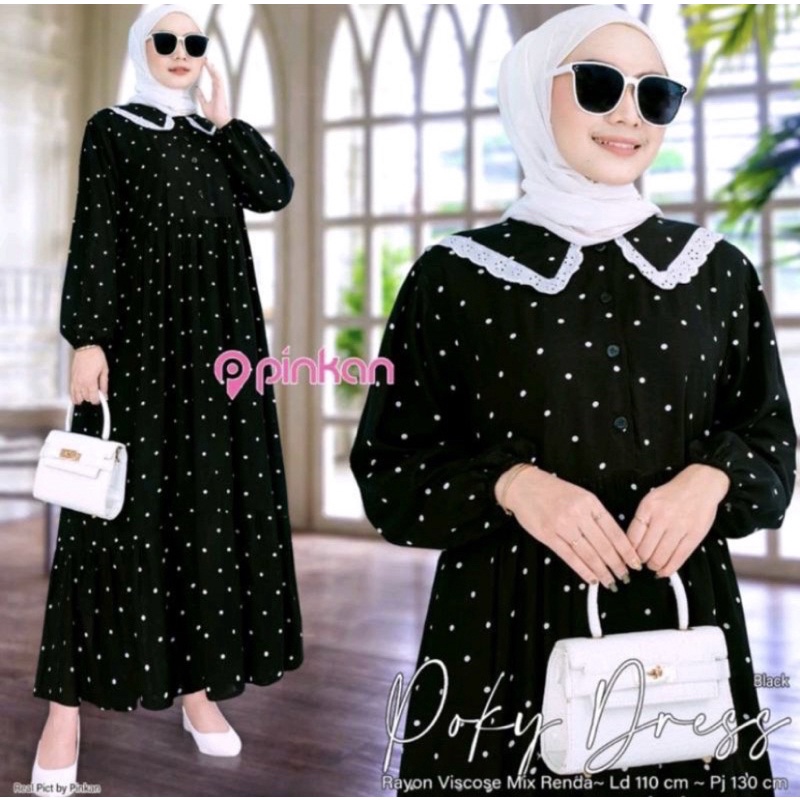 BESTPROMO (BIGSALE) GAMIS MIDI MOTIF POLKADOT / MIDI DRESS POLKADOT / DRESS TERMURAH KEKINIAN /