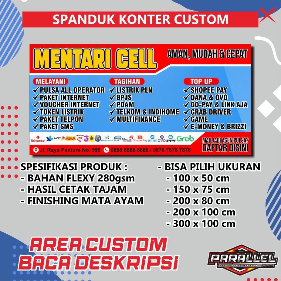 Jual SPANDUK KONTER CUSTOM, BANNER KONTER CUSTOM, SPANDUK COUNTER PULSA ...