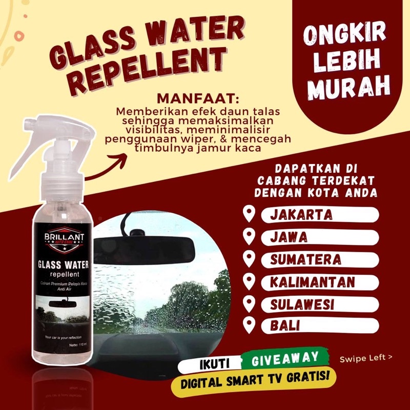 PELINDUNG KACA ANTI AIR | EFEK DAUN TALAS KACA MOBIL | COATING KACA MOBIL | GLASS WATER REPELLENT