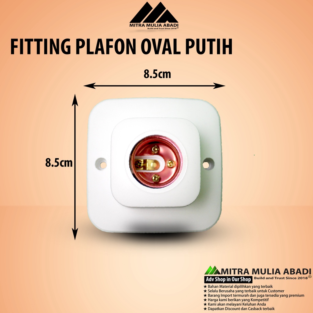 FITTING LAMPU PLAFON E27 OVAL PUTIH PVC LISTRIK 220V