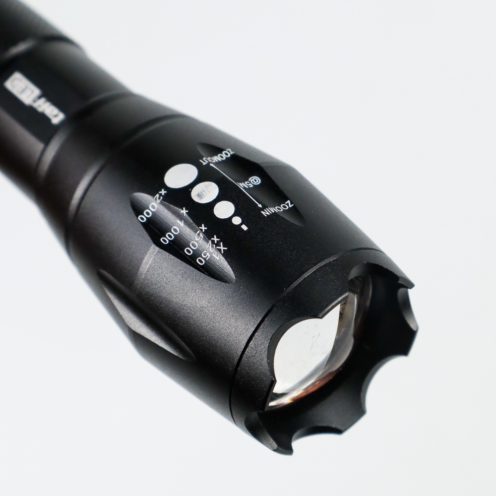 TaffLED Senter LED USB Rechargable Zoomable XML-T6 10000 Lumens - E18u - Black - MPFL06BK