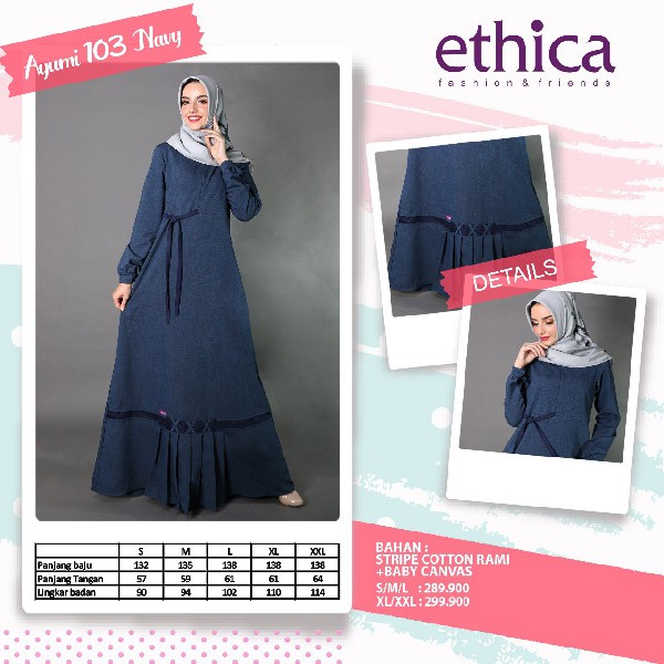 Gamis ethica ayumi 103 dusky green , navy