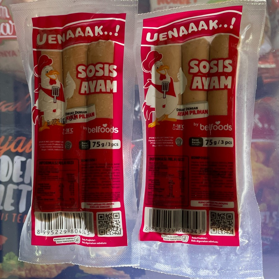 Sosis Ayam Uenak Belfoods 75gr Isi 3