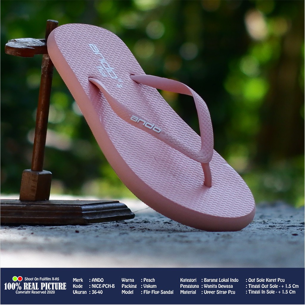 Sendal flip flop cewek dewasa jepit karet ori sandal flat japit wanita perempuan flat anti air kwalitas import Ando Nice promo murah keren cod 36-40