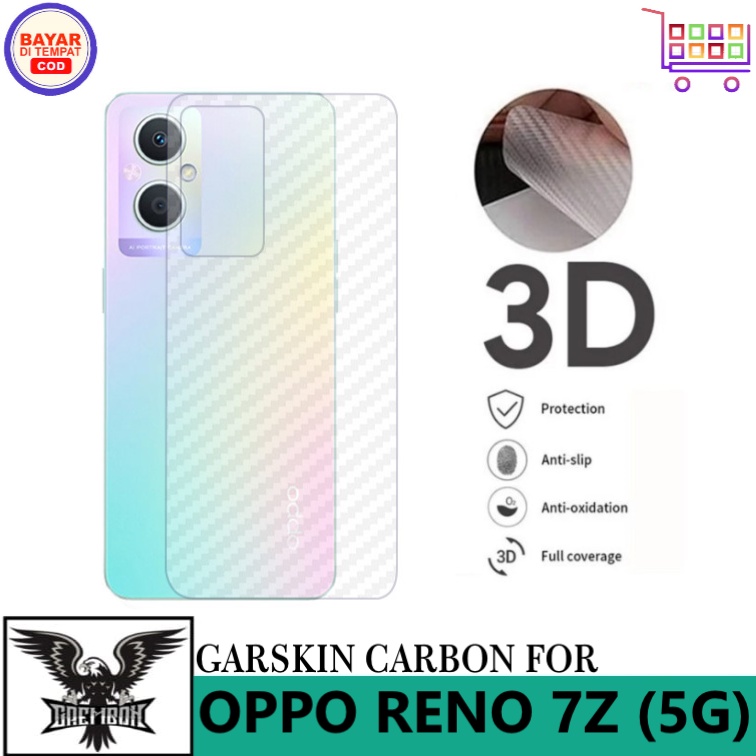 Garskin Carbon Oppo Reno 7z (5G) Anti Gores Belakang Handphone Anti Lengket Bekas Lem