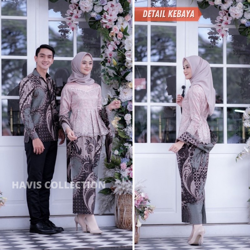 Set Kebaya Asyifa - Kebaya Modern Kebaya Couple Tunangan Lamaran Baju Wisuda Batik Brukat Terbaru-1
