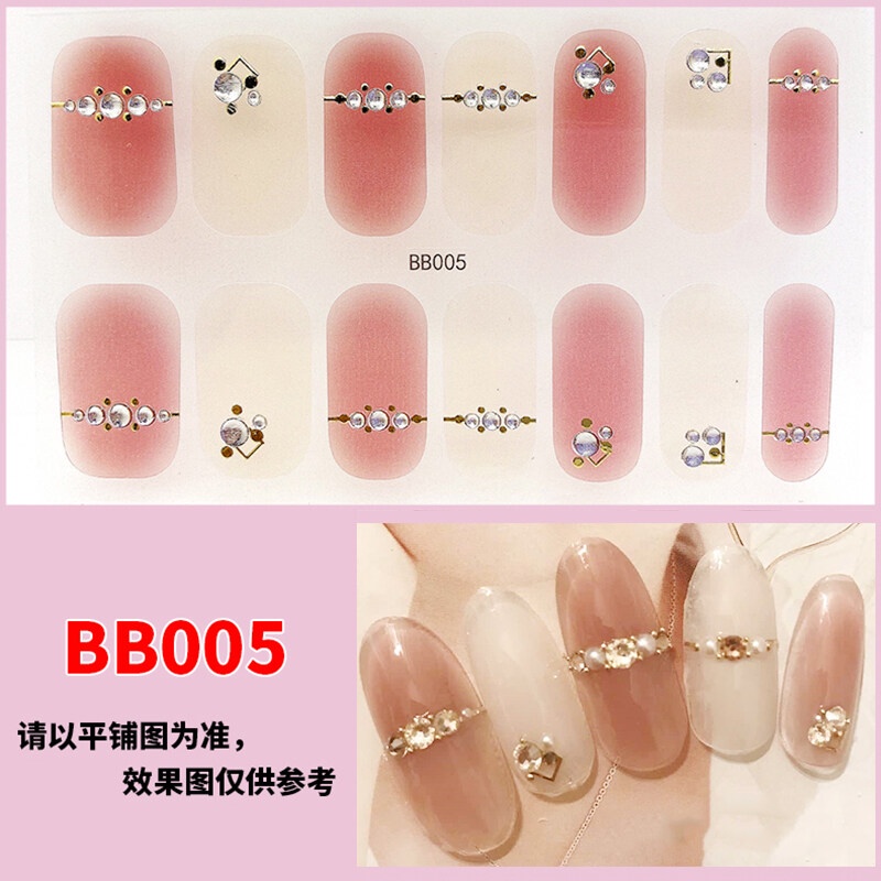 BB 14Pcs/Set Stiker Kuku 3d Desain Bermotif High End Berlian Mutiara Permata Warna-Warni Untuk Tempel Tahan Air Tahan Lama Menicure Stickers Korea Self Adhesive Fashion Sticker kuku Full Aksesoris Dapat Kupas Mudah Digunakan Dan Dilepas Anti Air Nail Art