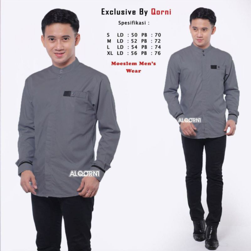 Koko polos / Koko putih / kemeja distro Bandung / kemeja lengan panjang pria motif terbaru termurah