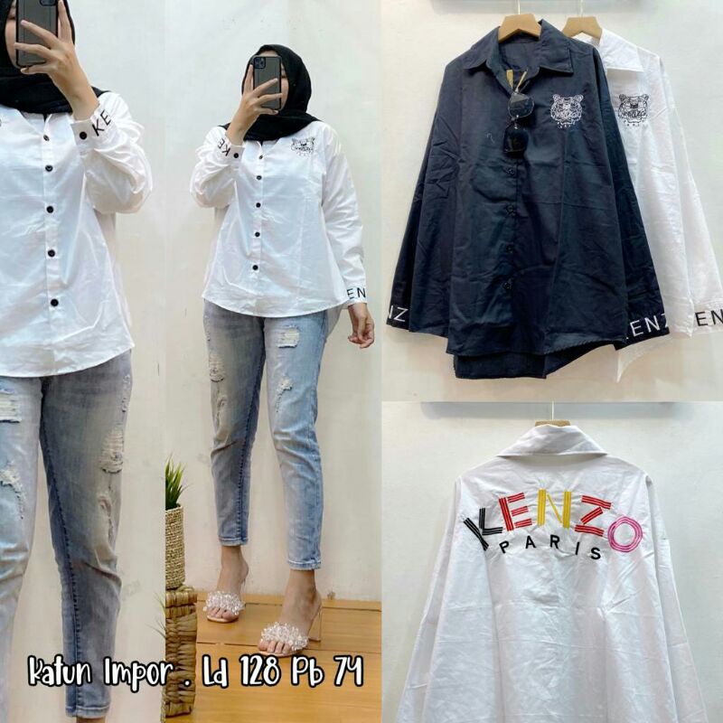 KEMEJA KENZO BORDIR KATUN IMPORT PREMIUM KOREA BUSUI