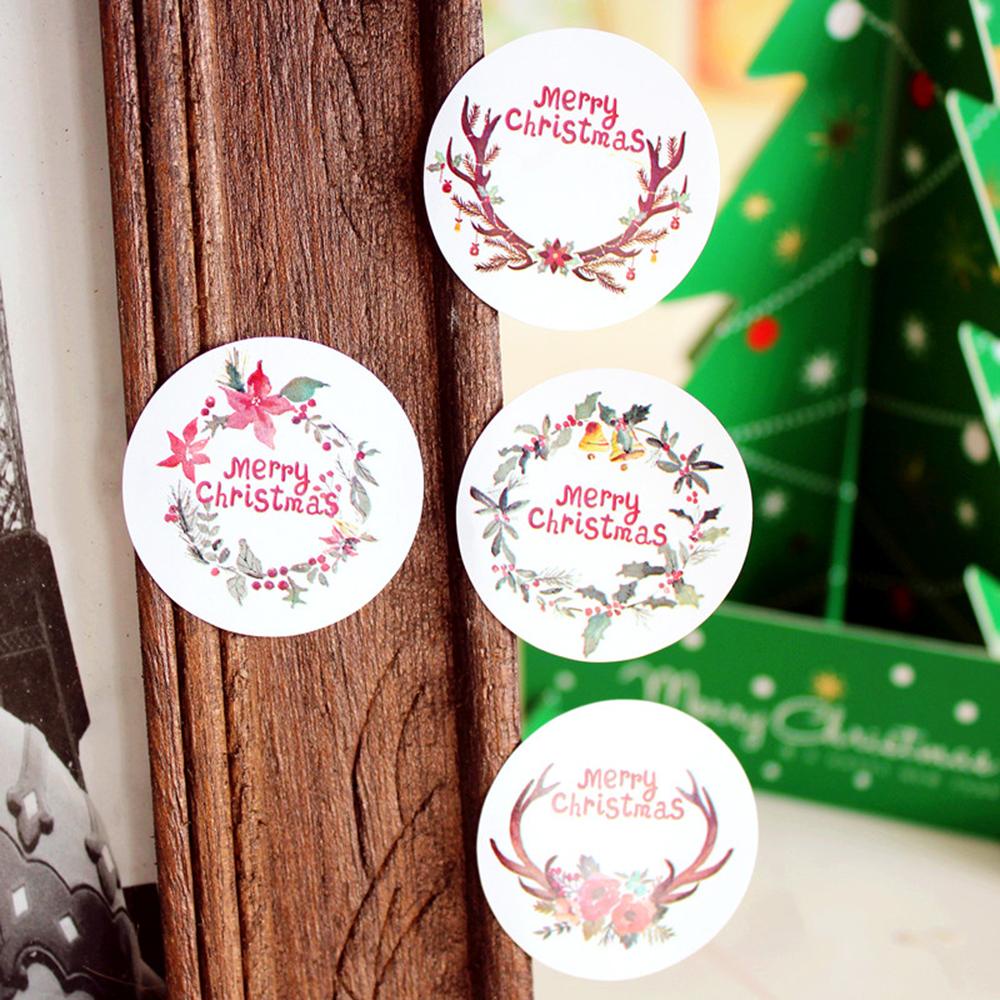 Top108/120pcs Kertas Hadiah Stiker Handmade Baking Hiasan Festival Dekorasi Sealing Craft Merry Christmas