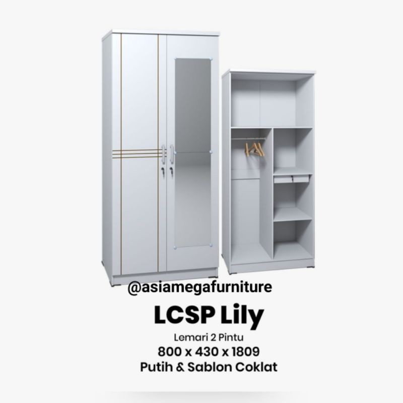 Lemari Pakaian 2 Pintu GSTAR/ lemari pakaian kaca/ lemari pakaian minimalis