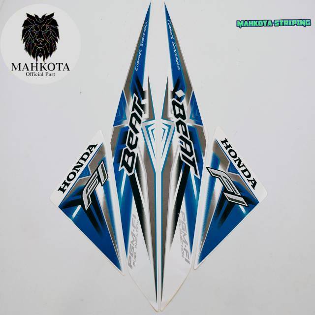 Striping Stiker Polet Sepeda Motor List honda beat fi 2015 putih list biru stiker list body motor