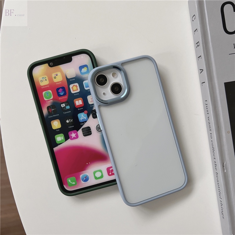 Hard Case Akrilik Transparan Frame Metal Proteksi Lensa Untuk Iphone 12 12pro 12mini 12promax