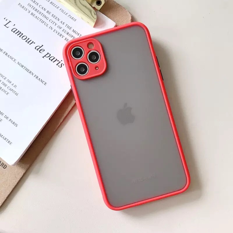 IPHONE 6 6G 6S 6+ 6S+ 7 7+ 8 8+ PLUS X XS MAX XR 11 11 PRO 11 PRO MAX Case Matte Bumper Candy Hybrid Soft Hard Frosted Casing-MERAH