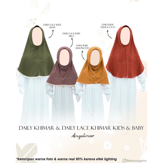 Daily Lace Khimar Baby M Milo Lavender Powder Blue Peach Preloved AA Atelier Angelina DLB Bayi DKB