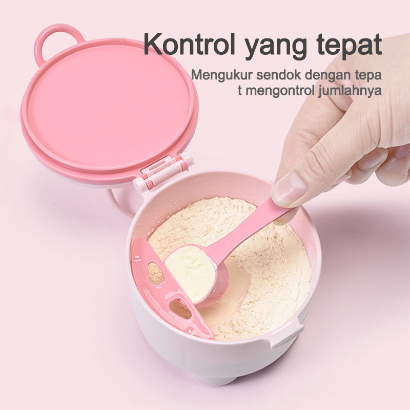 HIPPO LAND Kotak Penyimpanan Susu Bubuk Bayi Portabel Sealed Bentuk Bulat Mini 190