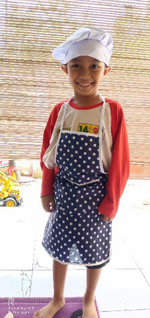 ✔️✔️cod Celemek Anak Plus Topi Apron Anak Plus Topi