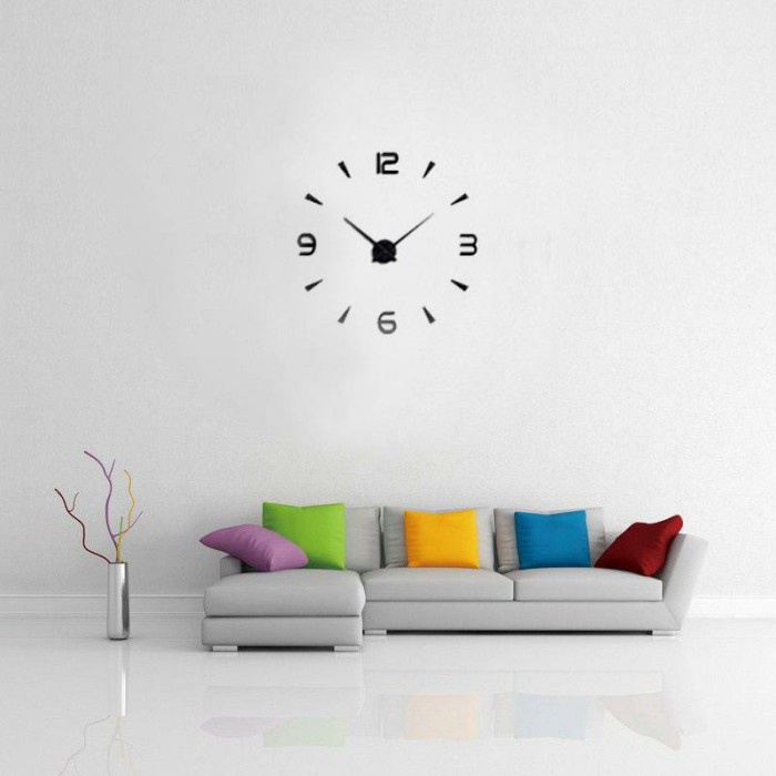 Jam Dinding DIY Tempel Analog 3D Dekorasi Tembok Modern Giant Wall Clock Quartz