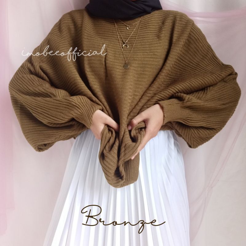 KNIT BATWING OVERSIZE // RAJUT BATWING LASPERAL // SWEATER RAJUT KALONG-PREMIUM Bronze