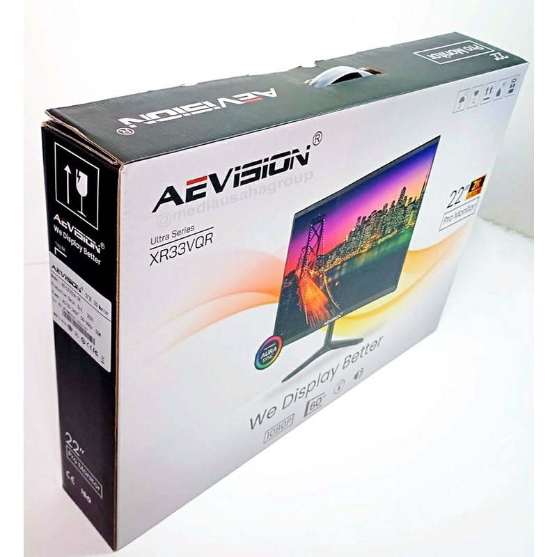 LED MONITOR AEVISION 22&quot;AE-LED22A-2K Ultra Series XR33VQR Pro Monitor CCTV / PC / Gaming Free Tas Batik