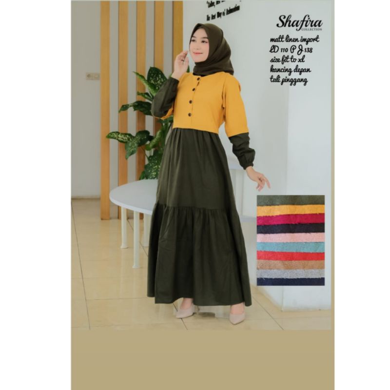 Gamis linen / gamis katun linen