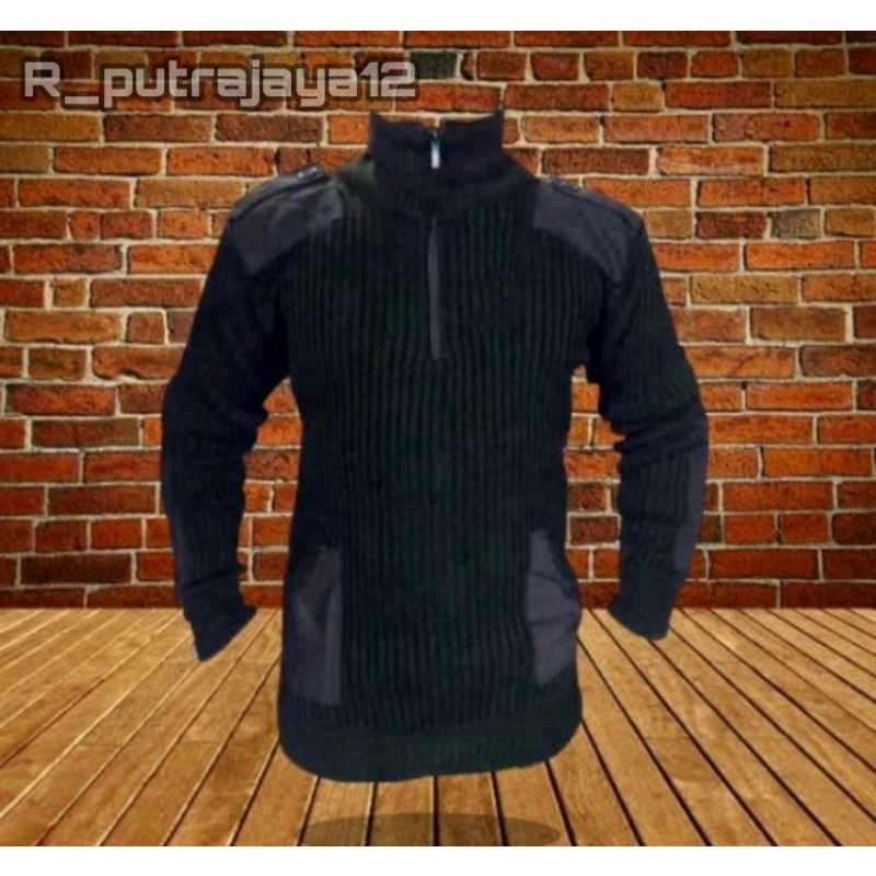 sweater rajut polos army hijau /sweater polos black