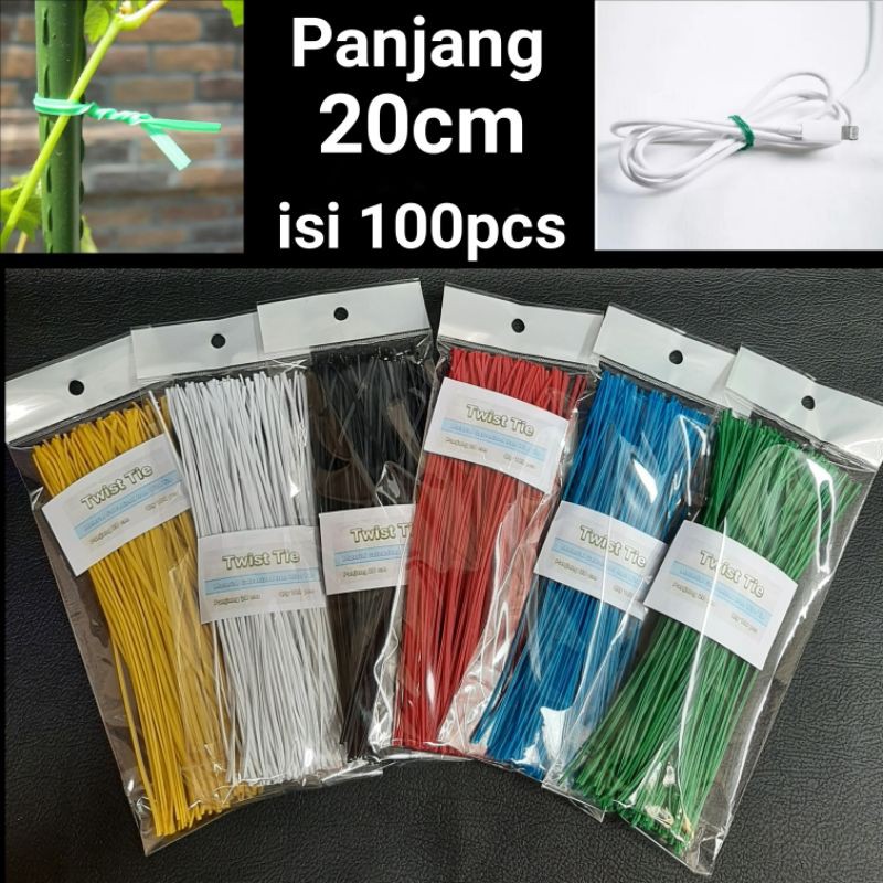 P-20cm Kabel ties Twist tie perekat pengikat klip kabel bingkisan parsel Garden tie