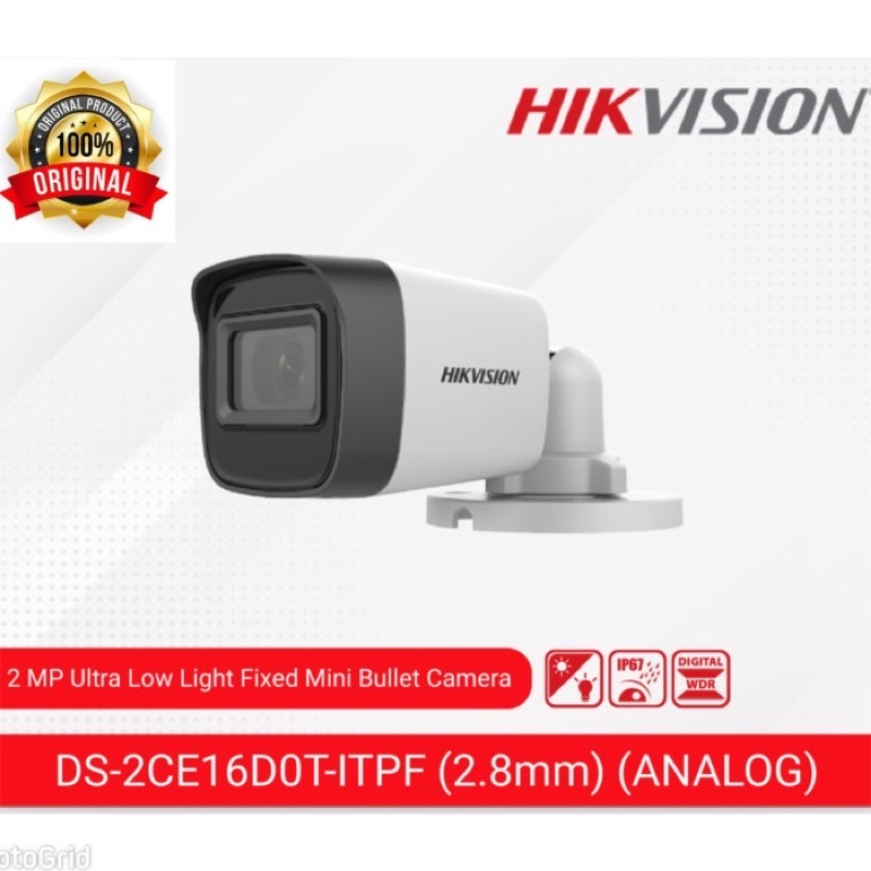 CCTV Hikvision Camera Outdoor 2MP CMOS IP67 DS-2CE16D0T-ITPF 2 MP