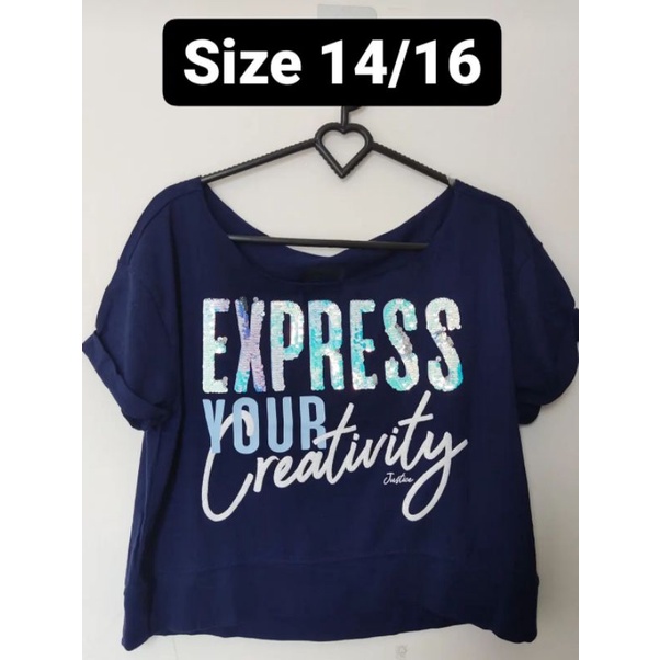 atasan kaos crop top anak perempuan justice