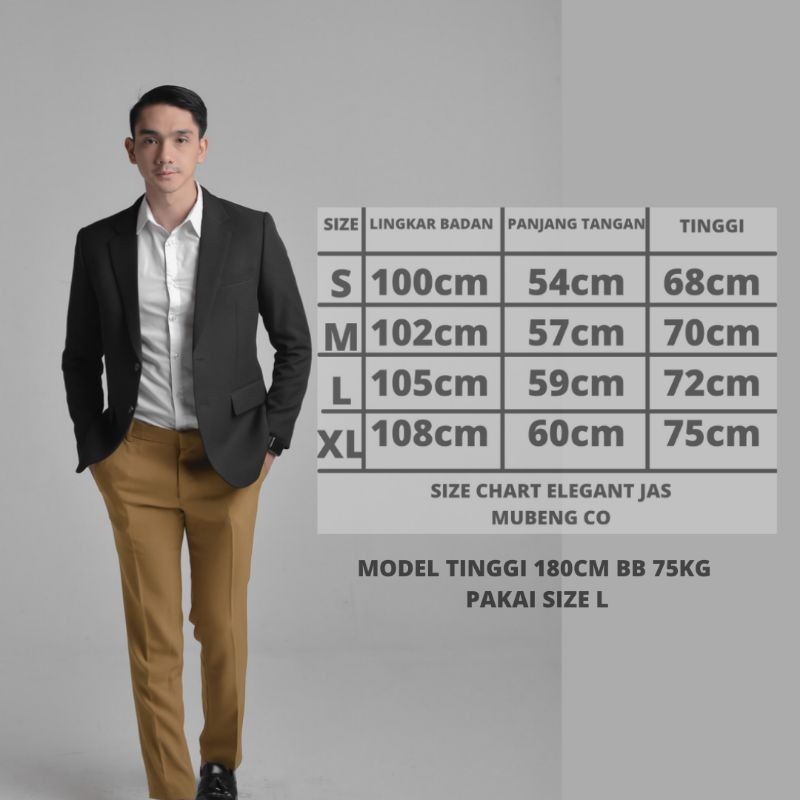 Mubeng Elegant Jas Slimfit Hitam Semi Wool (FREE COVER JAS EKONOMIS)