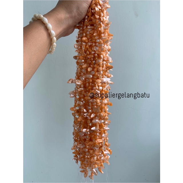 kerikil KERANG KESHI ORANGE tetes OVAL oren fresh water shell BAROK