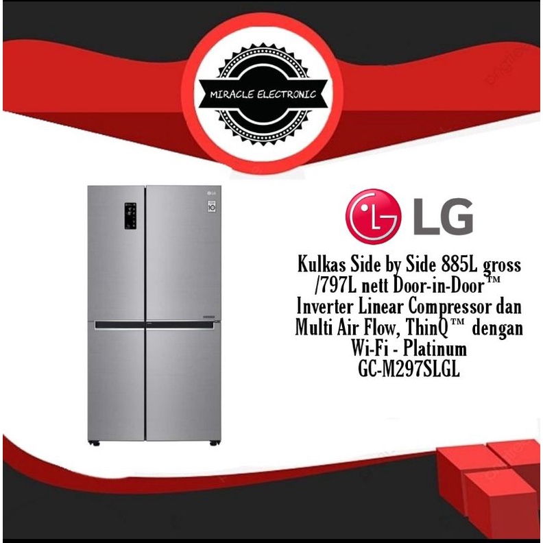 LG GC-M297SLGL - Kulkas SideBySide 885LGross / 797LNett, Door in Door™
