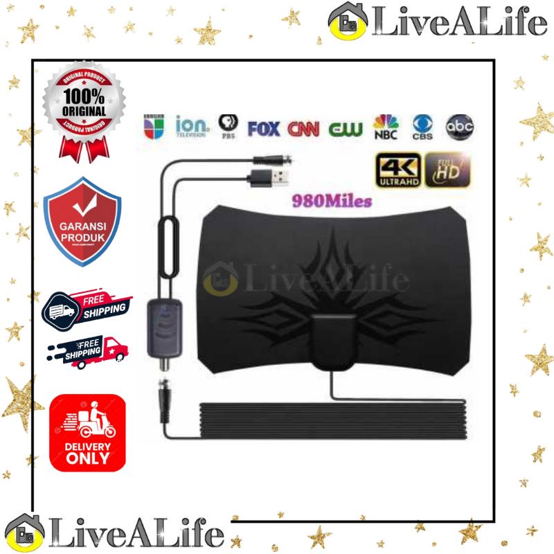 Antena STB DVB-T2 TV Digital  with Signal Booster Amplifer TAFFWARE