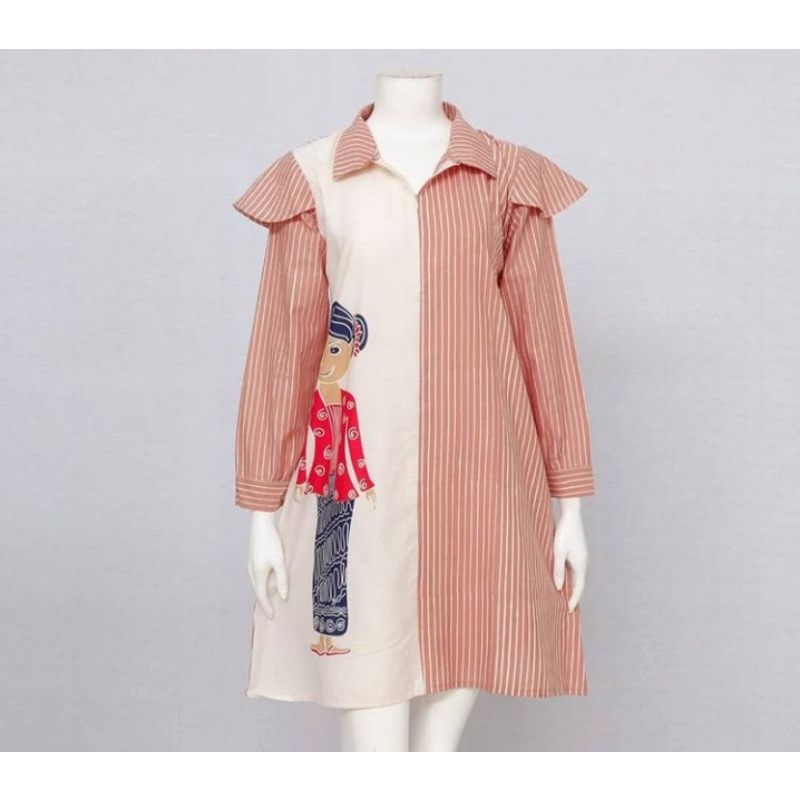 Tunik Dress Batik Asli Solo Motif Solo Garutan Kombinasi Katun Halus Motif Bu Tejo cocok untuk kerja