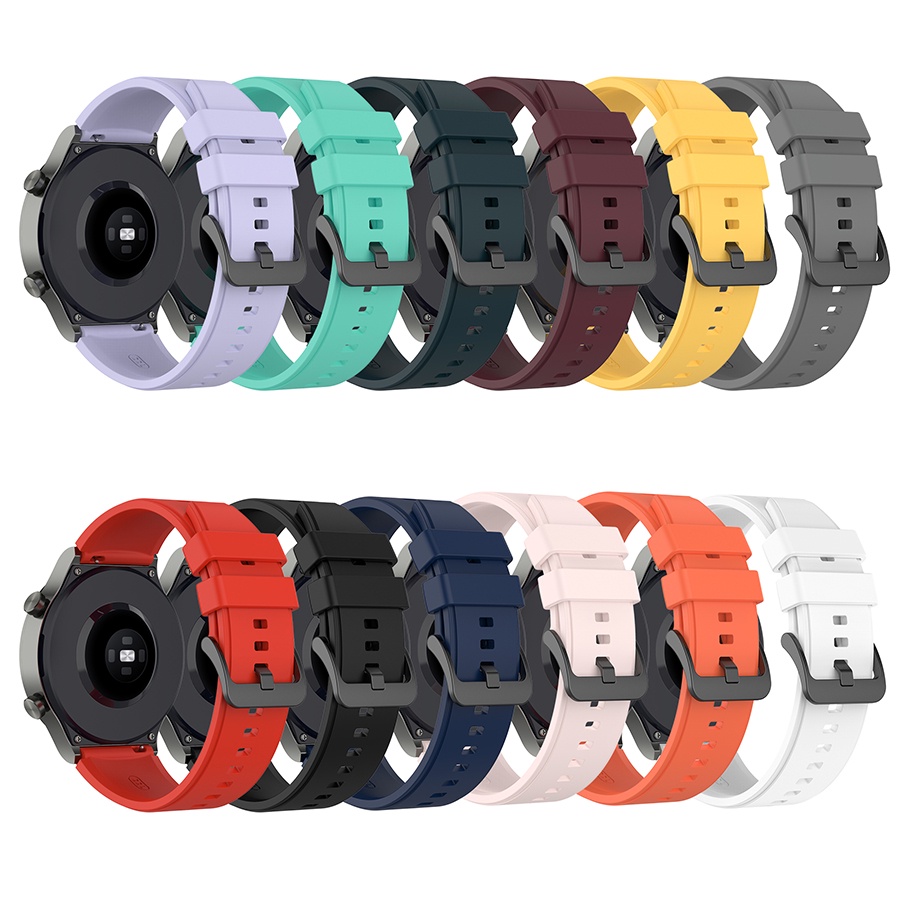 Silicone Strap For Huawei / Samsung / Amazfit / Xiaomi Watch GT2 GT3 46mm Watch3 Watchband 22mm Men Women Sports Bracelet Replacement Band aksesoris jam tangan